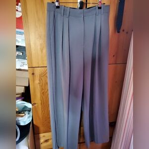 Oak & Fort Women's Grey Pleated Wide Leg Dress Pants Size 12